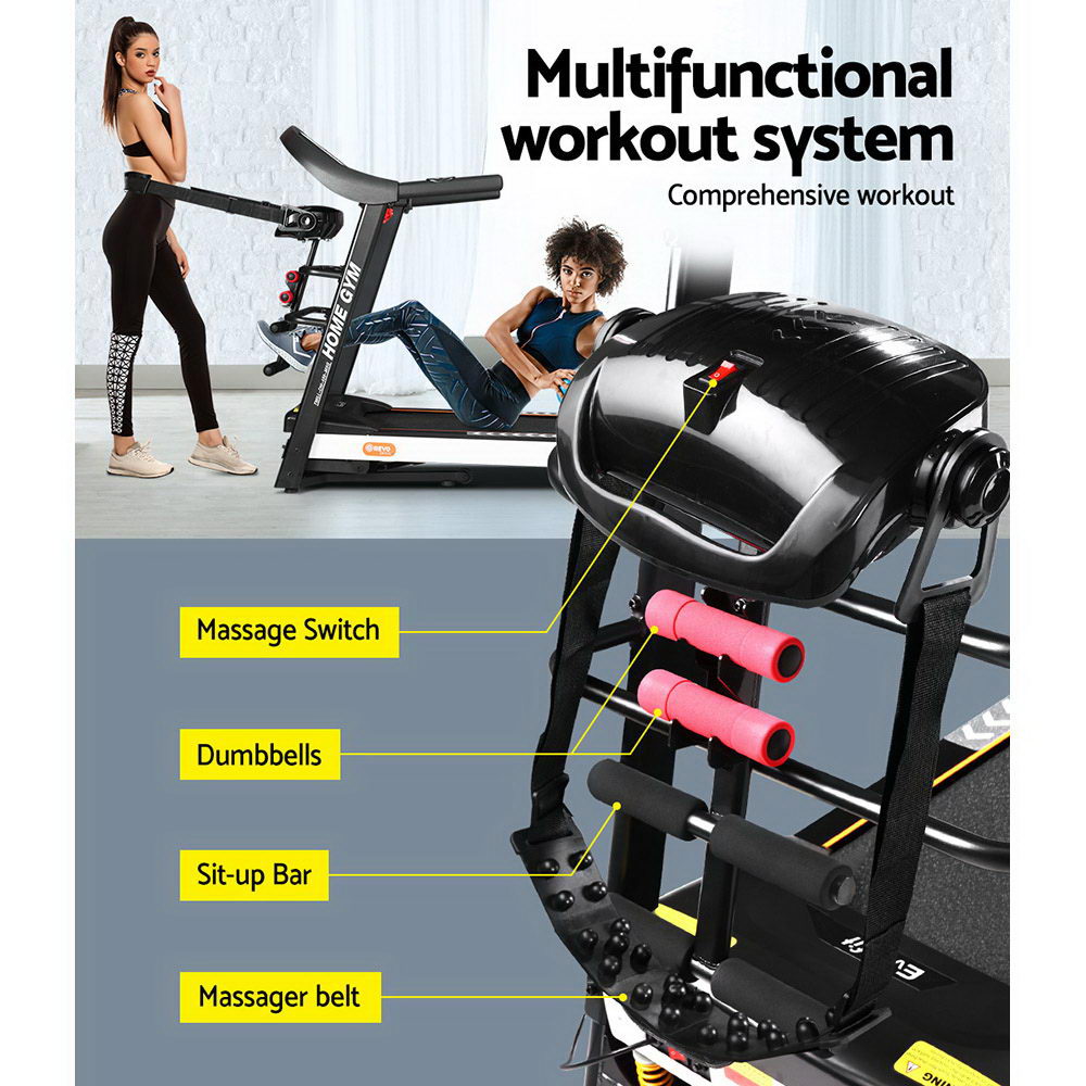 Treadmills: Everfit Treadmill Electric Home Gym Fitness Exercise Machine w/ Massager 450mm
