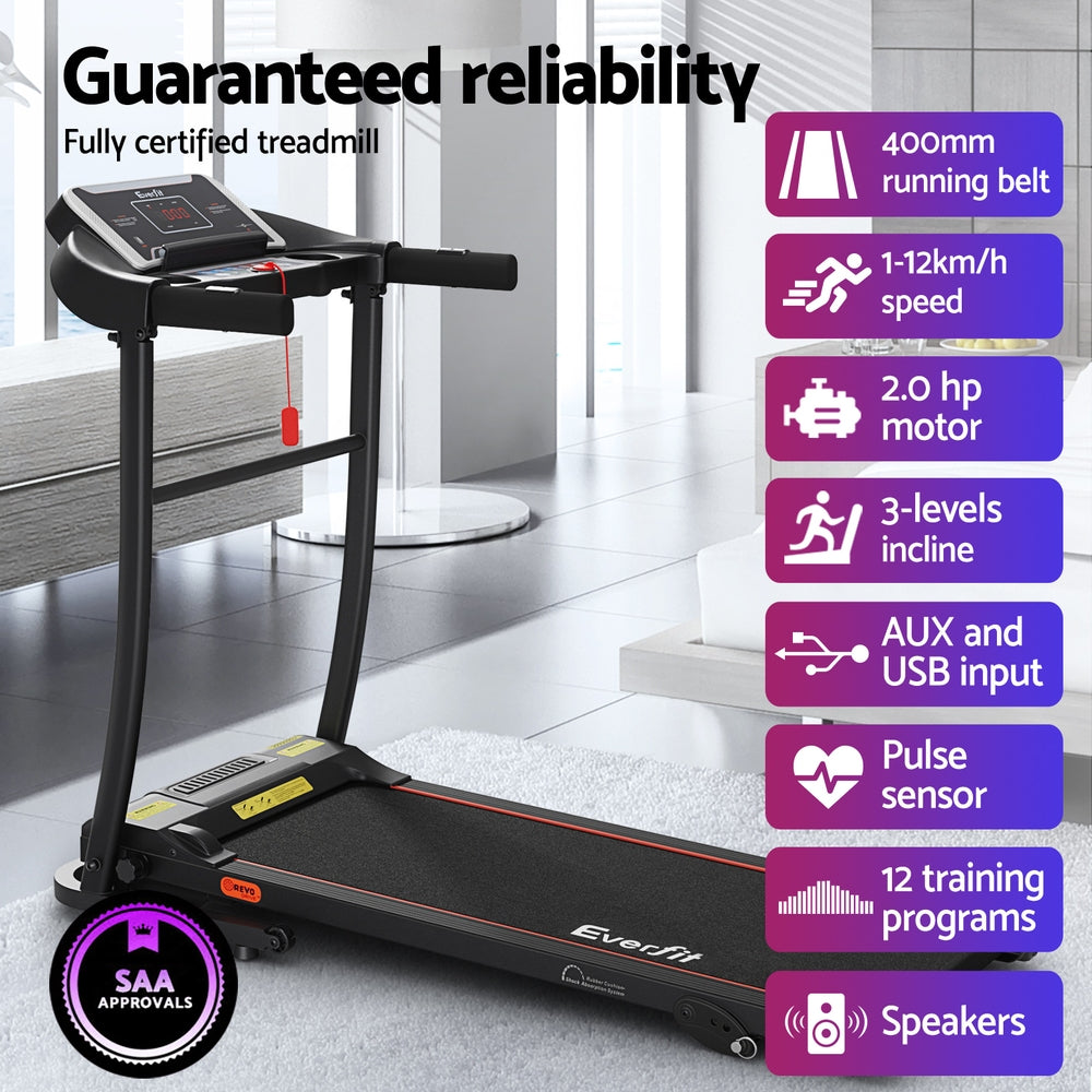 Exercise Bikes: Everfit Treadmill Electric Home Gym Fitness Exercise Machine Incline 400mm