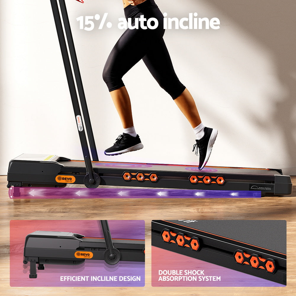 Treadmills: Everfit Treadmill Electric Walking Pad Auto Incline Foldable for Home Gym Black