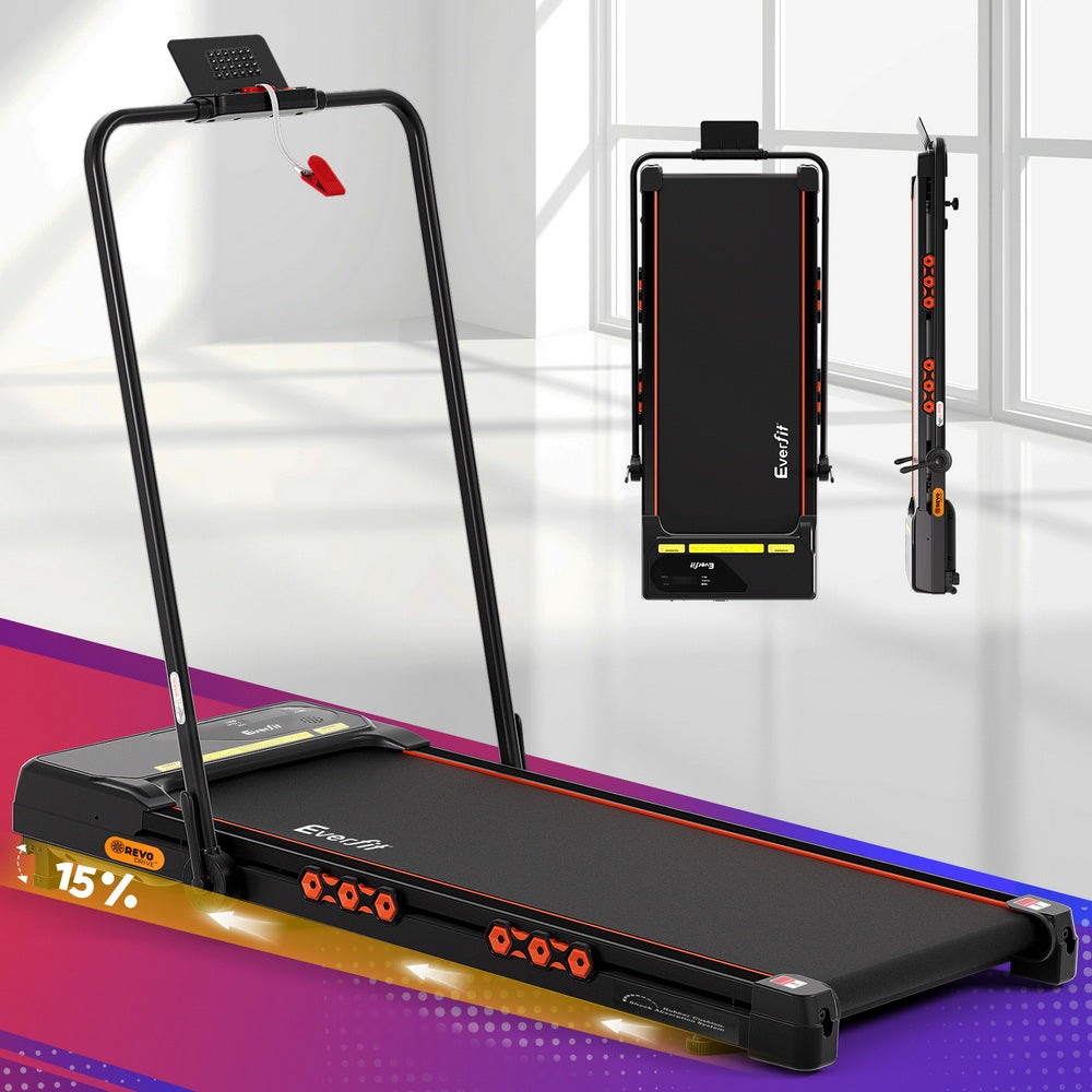 Treadmills: Everfit Treadmill Electric Walking Pad Auto Incline Foldable for Home Gym Black