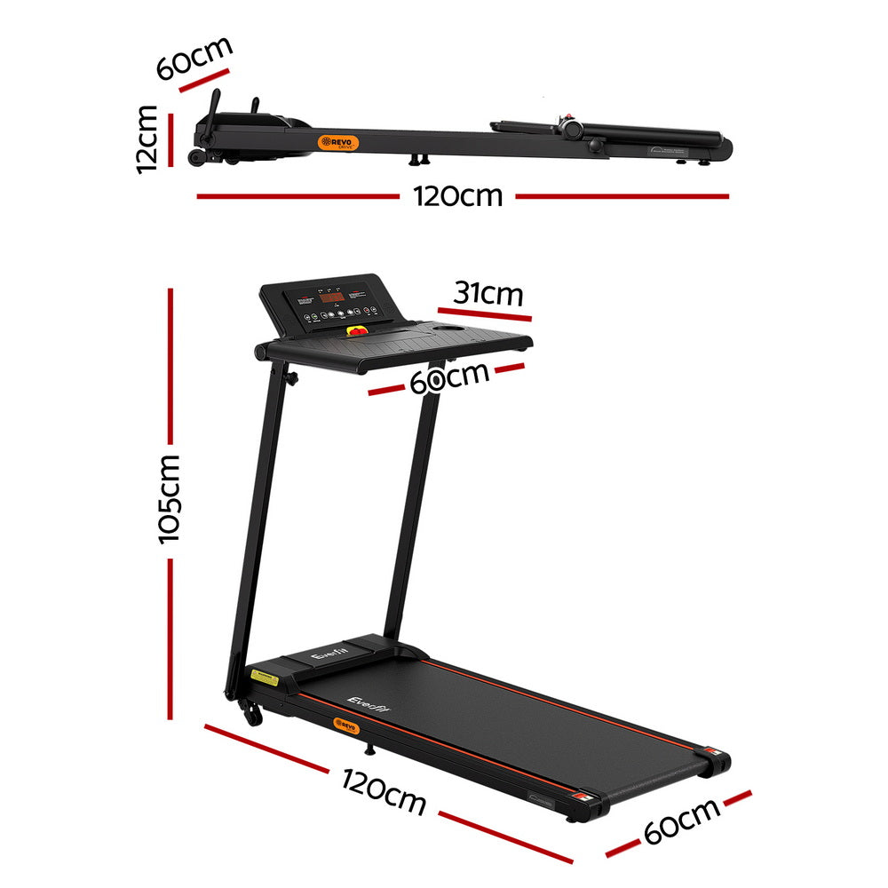 Treadmills: Everfit Treadmill Electric Walking Pad Foldable Incline for Home Office Gym Black