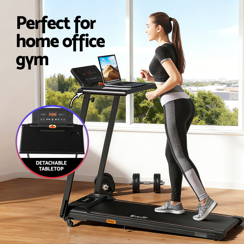 Treadmills: Everfit Treadmill Electric Walking Pad Foldable Incline for Home Office Gym Black