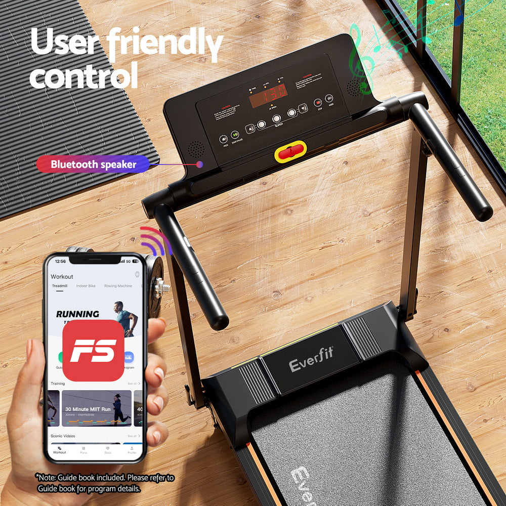 Treadmills: Everfit Treadmill Electric Walking Pad Foldable Incline for Home Office Gym Black