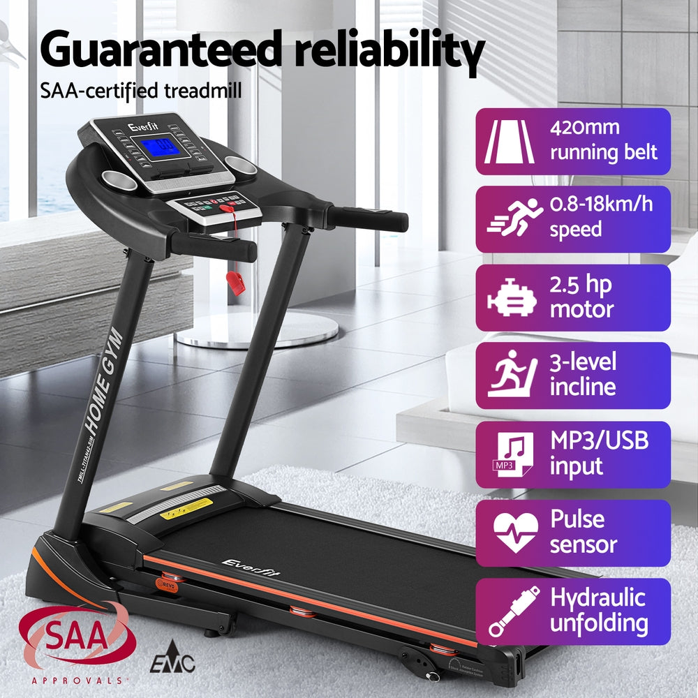 Treadmills: Everfit Treadmill Electric Home Gym Fitness Exercise Machine Hydraulic 420mm