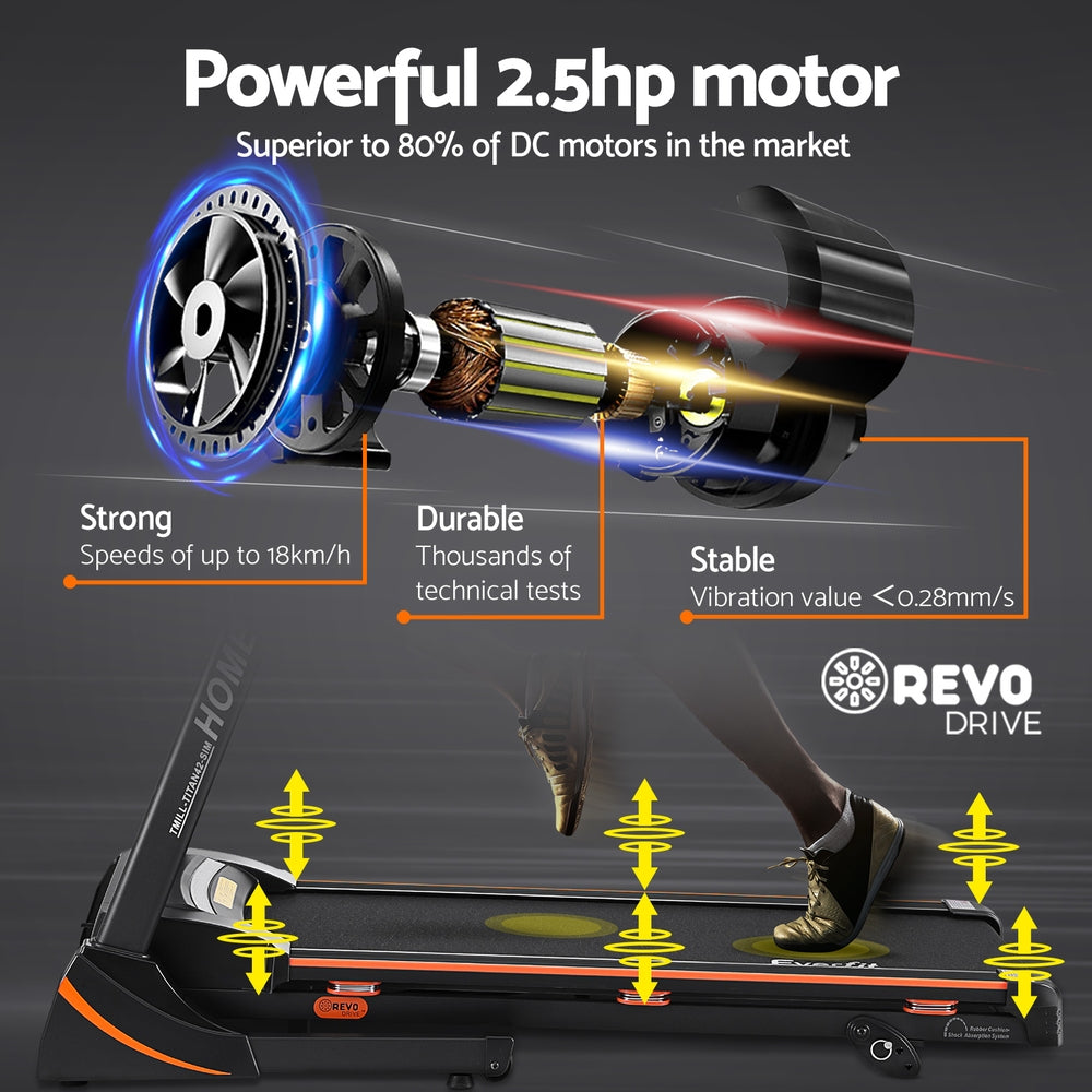 Treadmills: Everfit Treadmill Electric Home Gym Fitness Exercise Machine Hydraulic 420mm