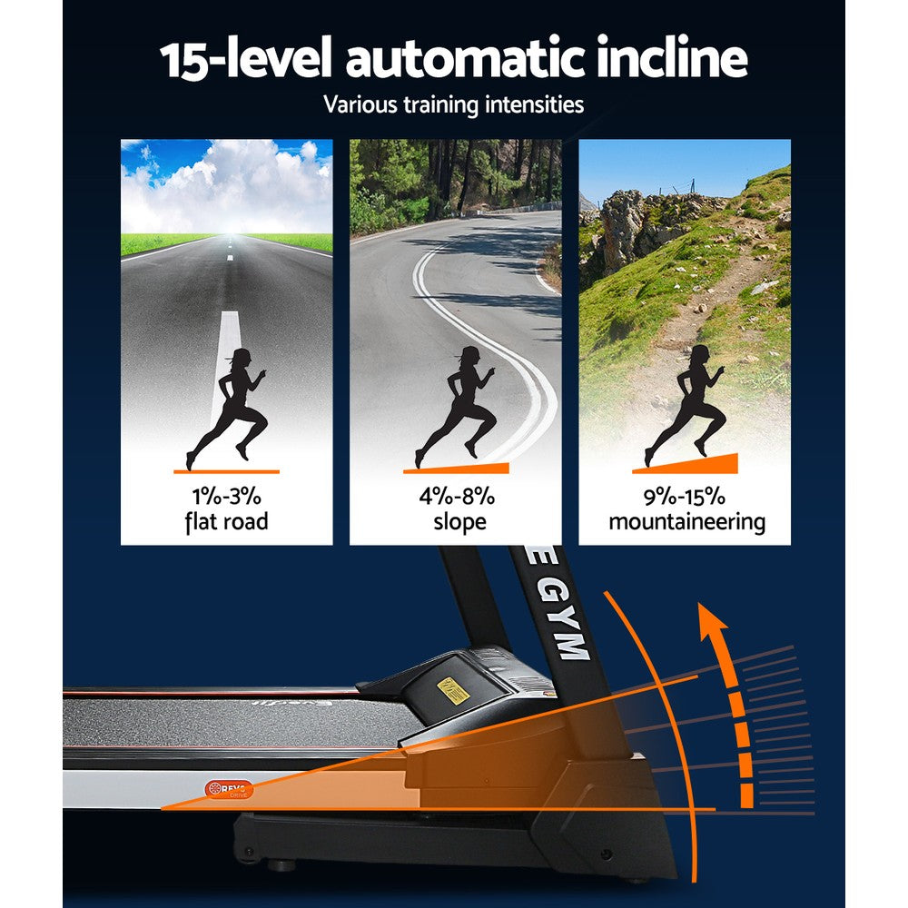 Treadmills: Everfit Treadmill Electric Auto Level Incline Home Gym Fitness Exercise 450mm