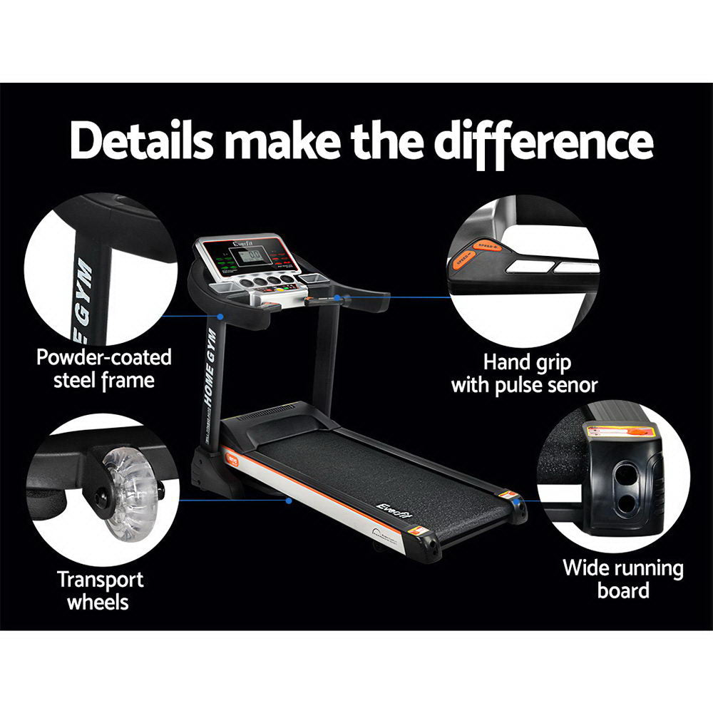Treadmills: Everfit Treadmill Electric Auto Level Incline Home Gym Fitness Exercise 450mm
