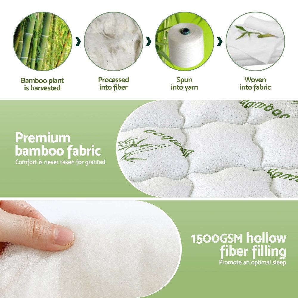 Giselle Bedding 1500GSM Pillowtop Mattress Topper Bamboo Mattress Pad for Back Pain Relief Washable 11cm Thick Bed Cover with 45cm Deep Pocket Double