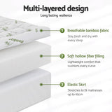 Giselle Mattress Topper 11cm Pillowtop toppers Bamboo Queen