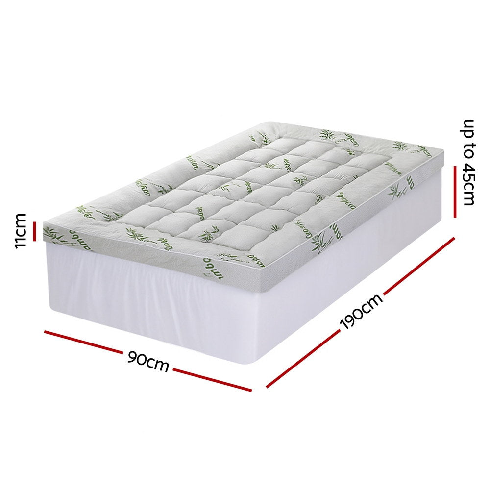 Mattress Toppers: Giselle Mattress Topper 11cm Pillowtop toppers Bamboo Single