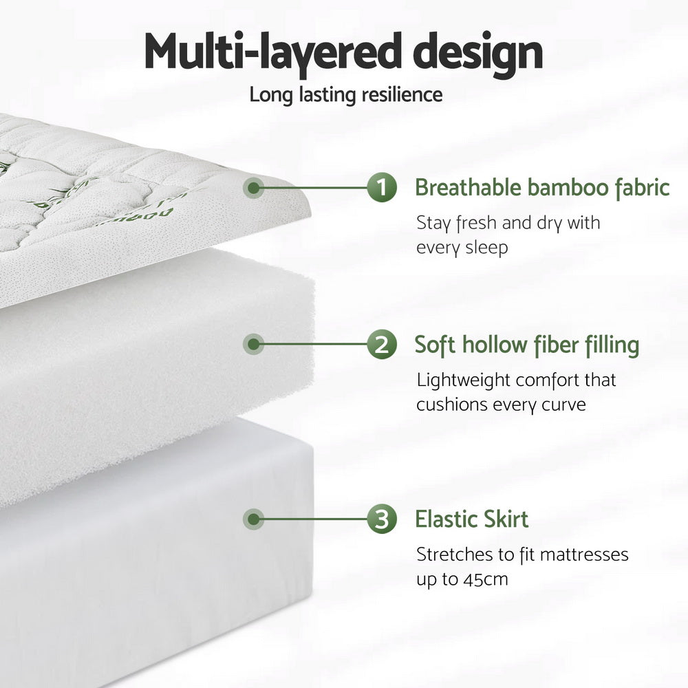 Mattress Toppers: Giselle Mattress Topper 5cm Pillowtop toppers Bamboo Double