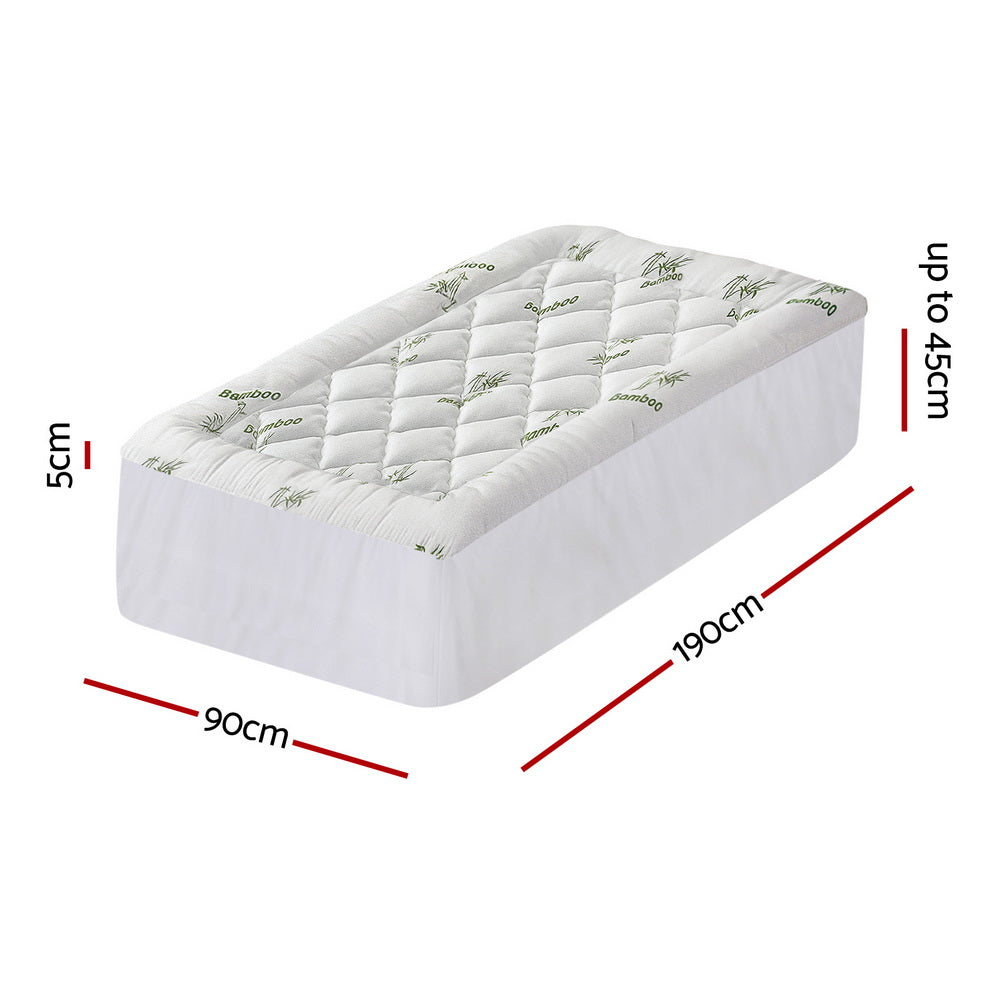 Mattress Toppers: Giselle Mattress Topper 5cm Pillowtop toppers Bamboo Single