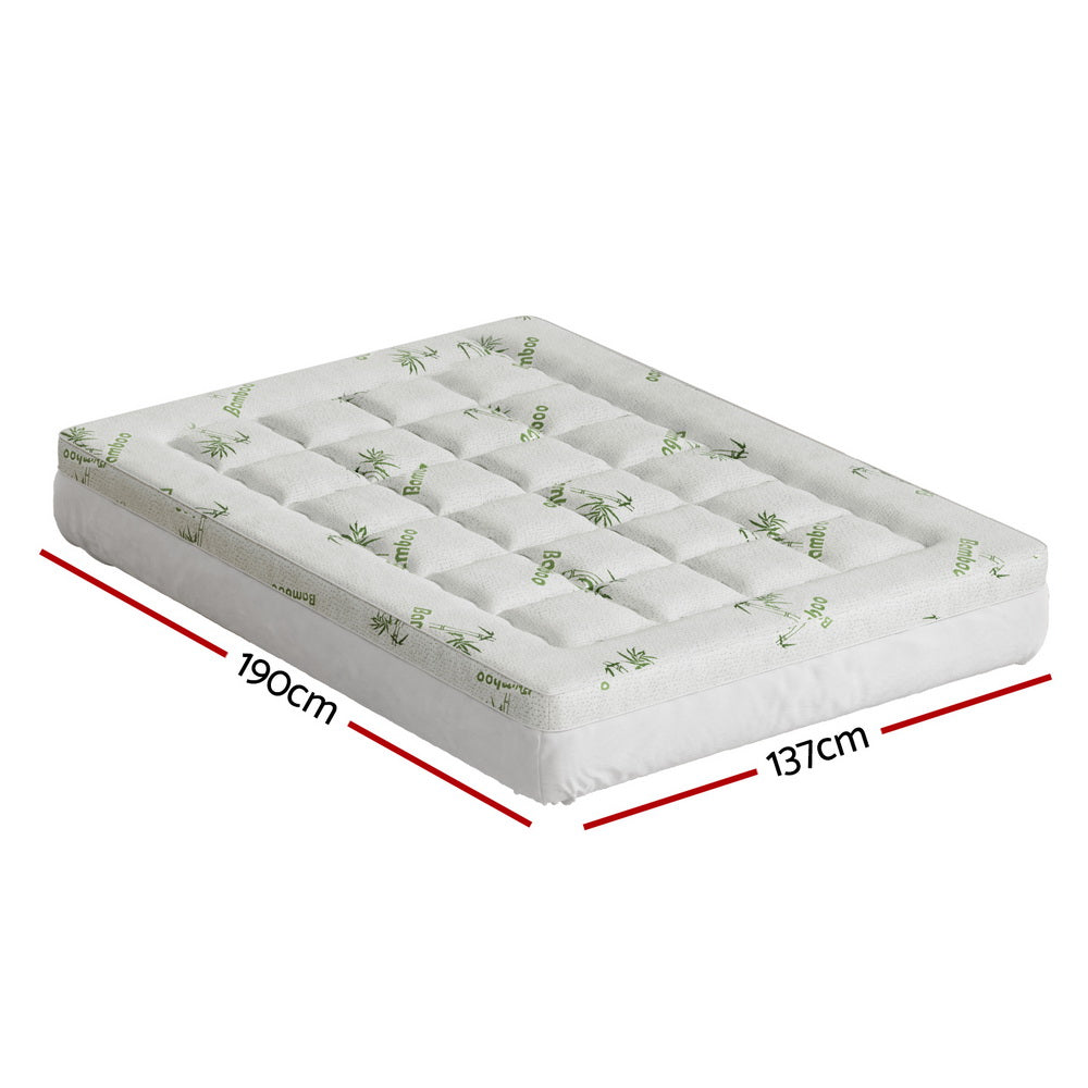 Mattress Toppers: Giselle Bedding Mattress Topper Pillowtop Bamboo 7.5cm Double