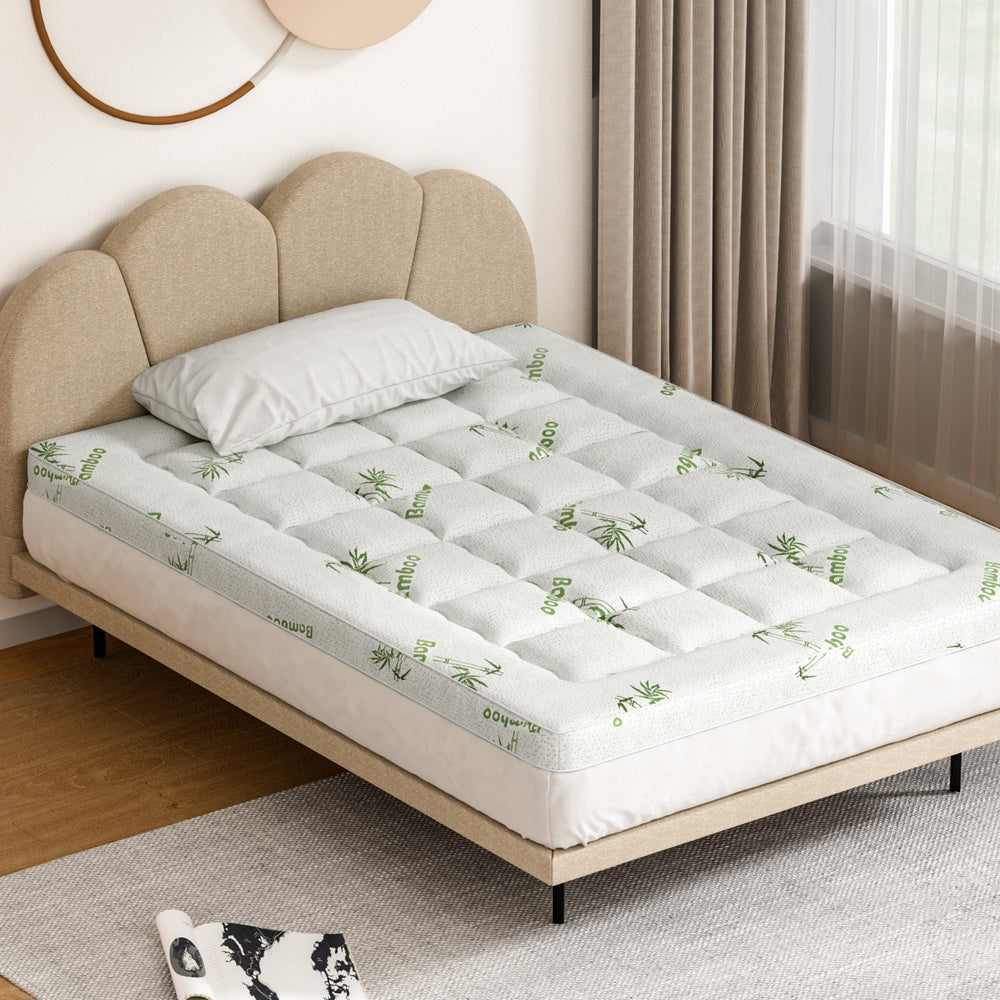 Mattress Toppers: Giselle Bedding Mattress Topper Pillowtop Bamboo 7.5cm Double