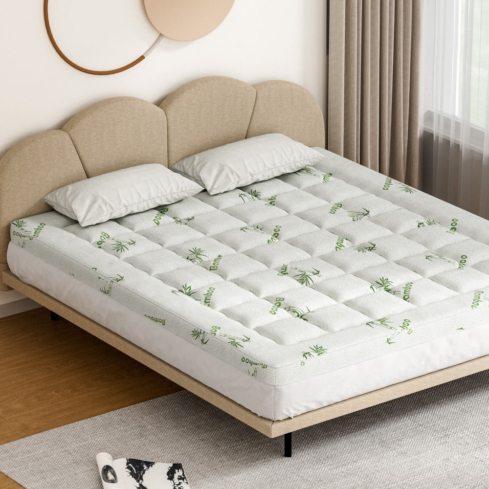 Mattress Toppers: Giselle Bedding Mattress Topper Pillowtop Bamboo 7.5cm King