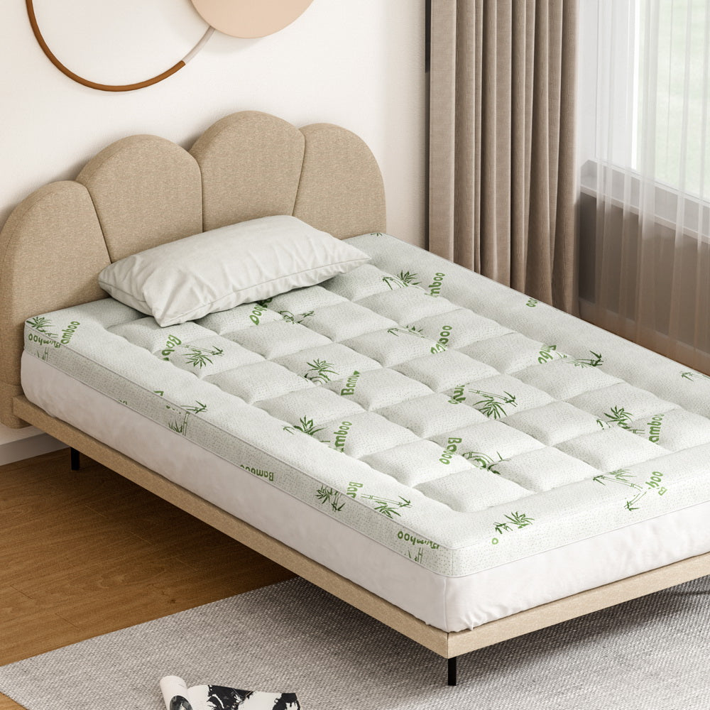 Mattress Toppers: Giselle Bedding Mattress Topper Pillowtop Bamboo 7.5cm King Single