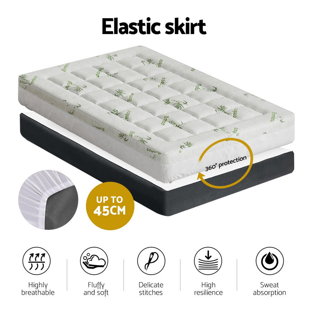 Mattress Toppers: Giselle Bedding Mattress Topper Pillowtop Bamboo 7.5cm King Single