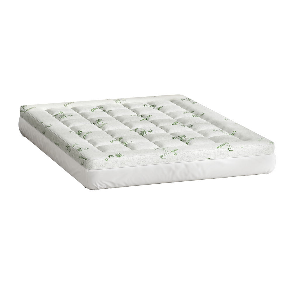 Mattress Toppers: Giselle Bedding Mattress Topper Pillowtop Bamboo 7.5cm Queen