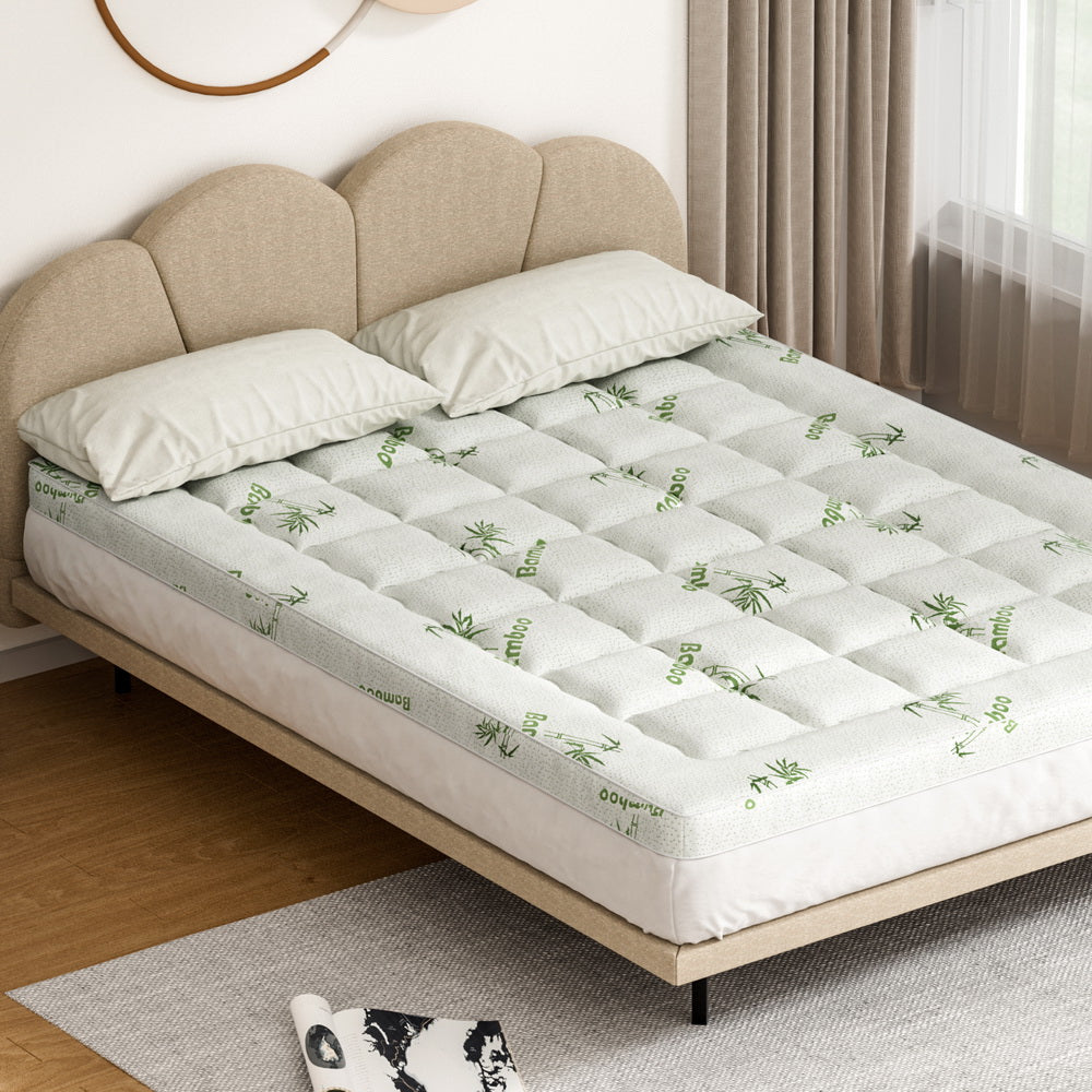 Mattress Toppers: Giselle Bedding Mattress Topper Pillowtop Bamboo 7.5cm Queen