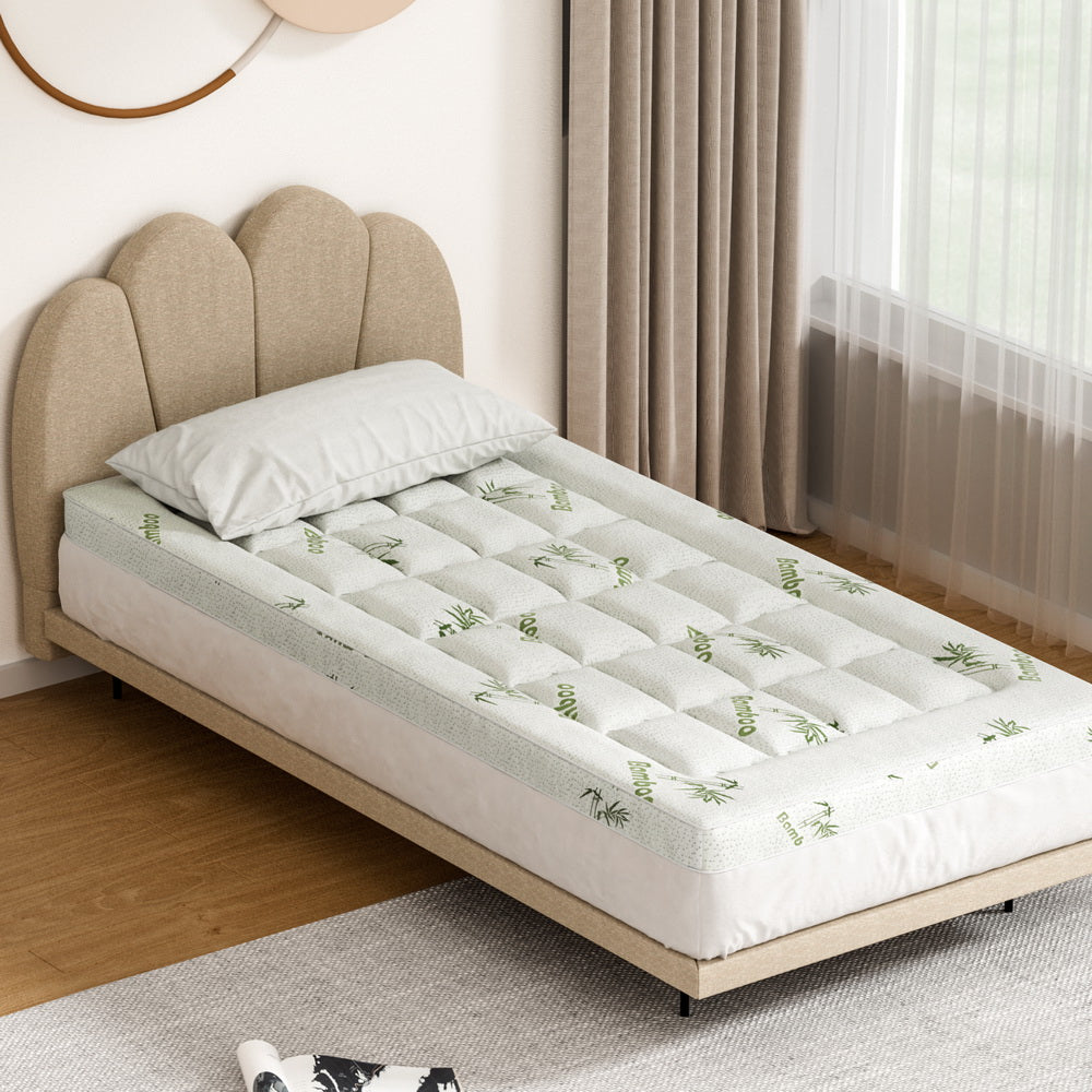 Mattress Toppers: Giselle Bedding Mattress Topper Pillowtop Bamboo 7.5cm Single