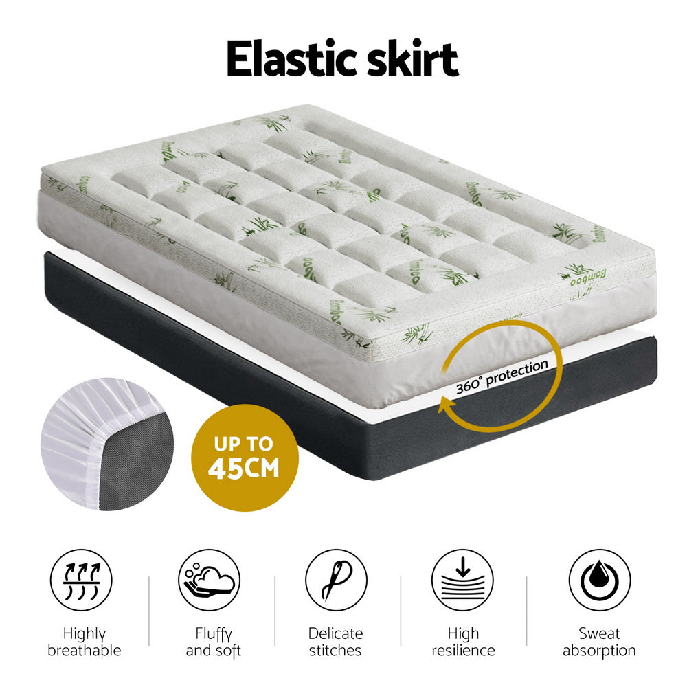 Mattress Toppers: Giselle Bedding Mattress Topper Pillowtop Bamboo 7.5cm Single