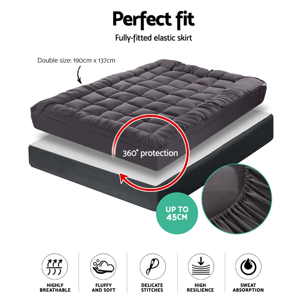 Mattress Toppers: Giselle Bedding Mattress Topper Pillowtop Bamboo Charcoal Double