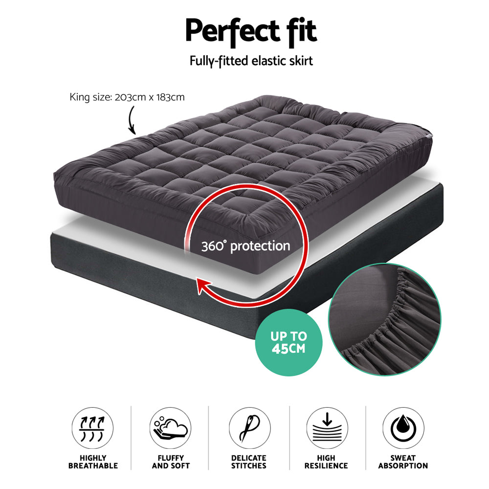 Mattress Toppers: Giselle Bedding Mattress Topper Pillowtop Bamboo Charcoal King