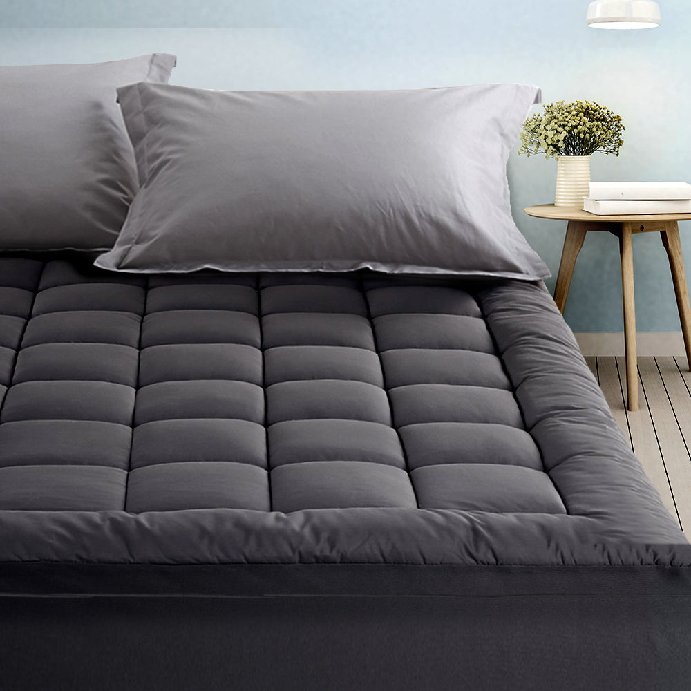 Mattress Toppers: Giselle Bedding Mattress Topper Pillowtop Bamboo Charcoal King Single