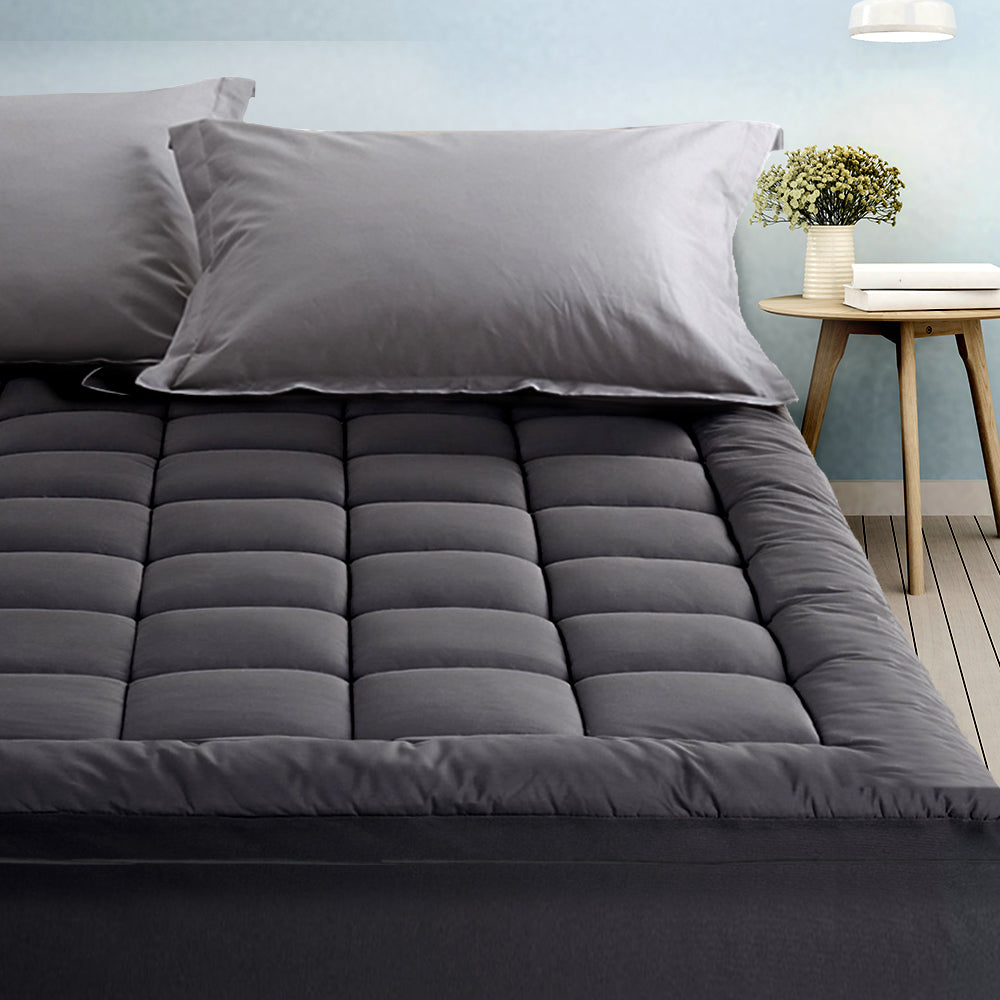 Mattress Toppers: Giselle Bedding Mattress Topper Pillowtop Bamboo Charcoal Single