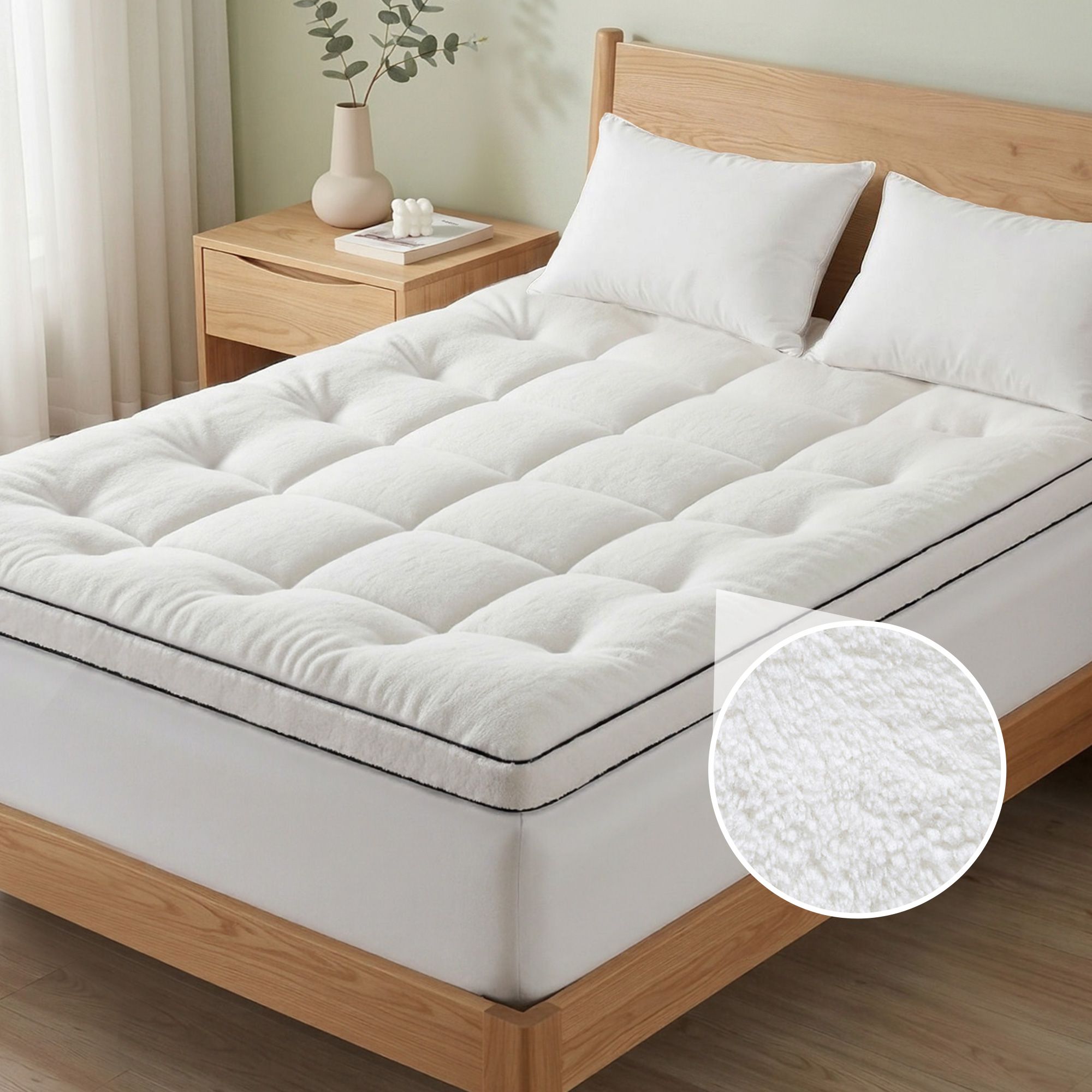 Giselle Bedding Double Mattress Topper 5cm Coral Fleece