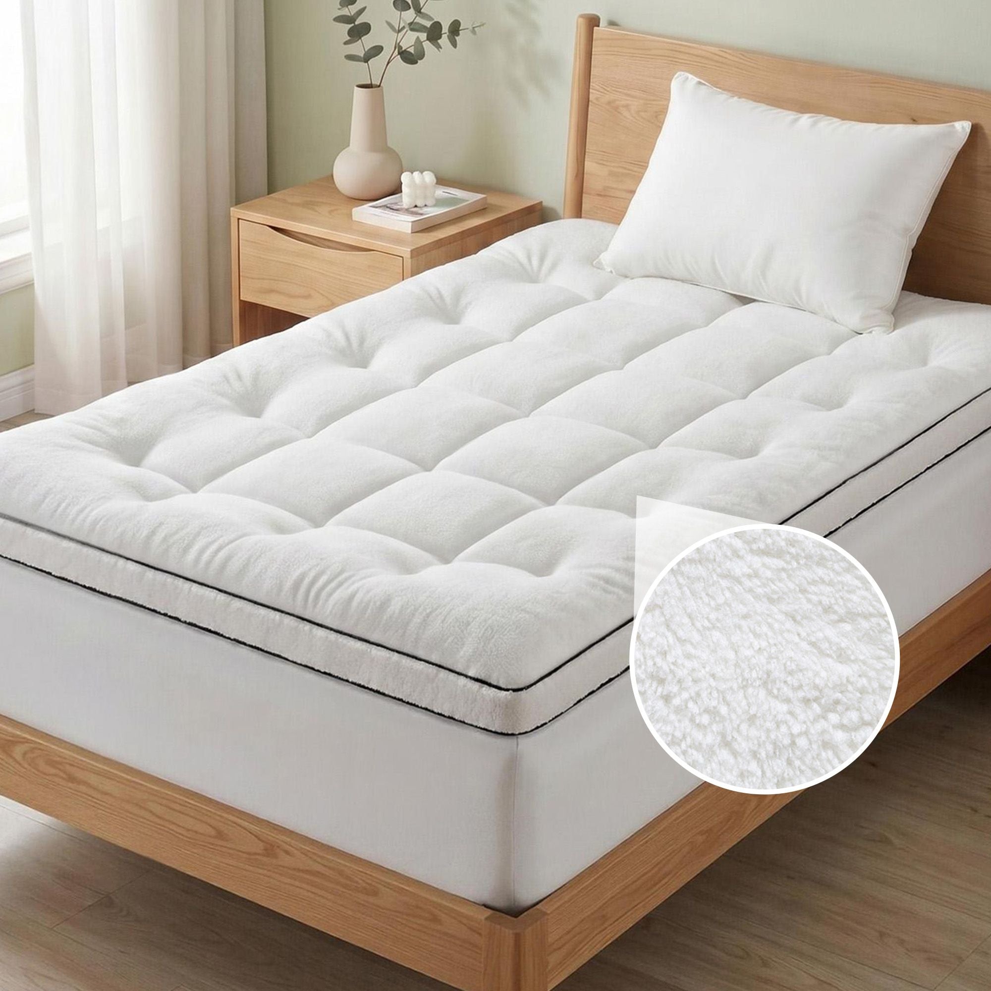Giselle Bedding Single Mattress Topper 5cm Coral Fleece