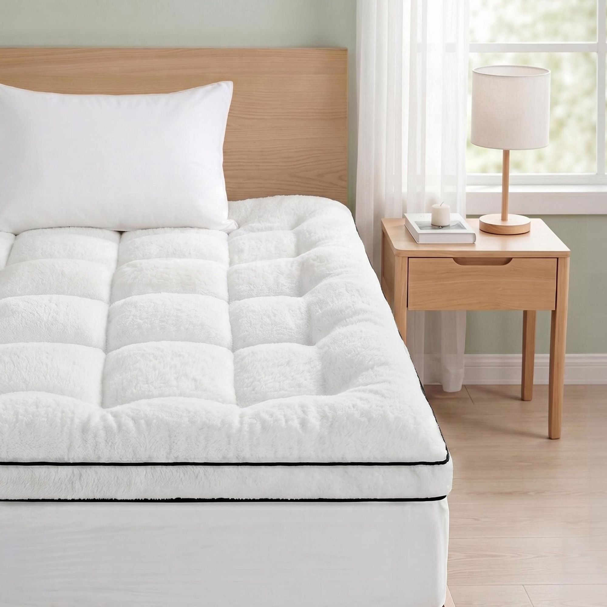 Giselle Bedding Single Mattress Topper 5cm Coral Fleece