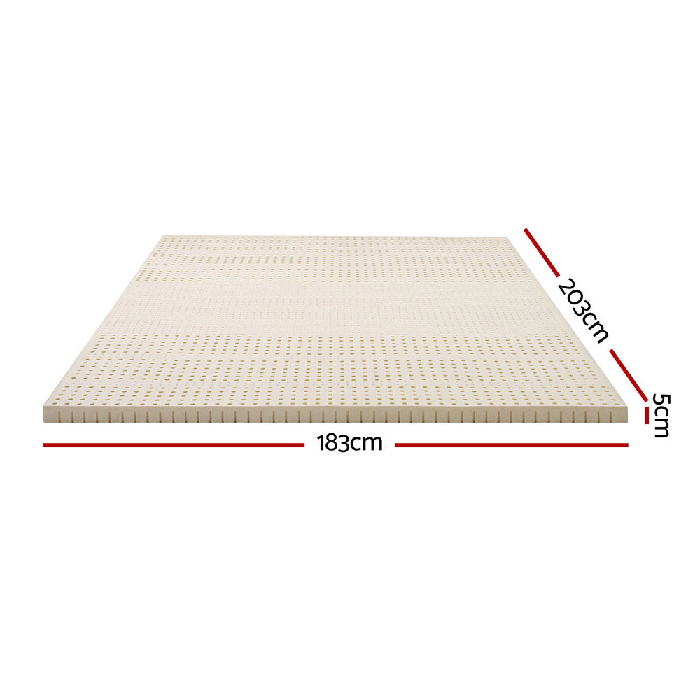 Giselle Bedding Latex Mattress Topper, 5cm Thick Cooling Bed Pad for Side Sleepers Pain Relief, 7 Zone Foldable Mat with Washable Cover for Guest Room Bedroom King