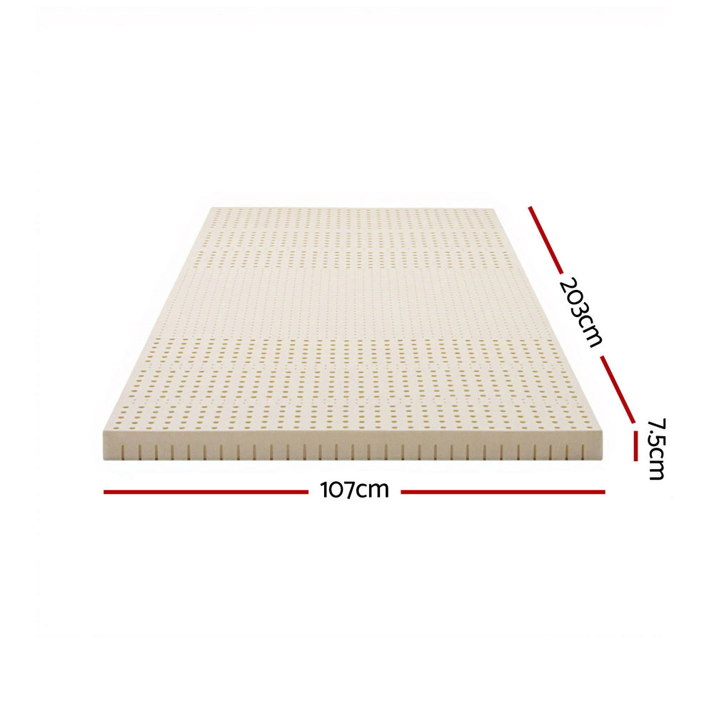Giselle Bedding Latex Mattress Topper, 7.5cm Thick 7-Zone Pressure Relief Bed Pad with Washable Cover, Cooling Breathable Mat for Side Sleepers & Back Pain, Beige King Single