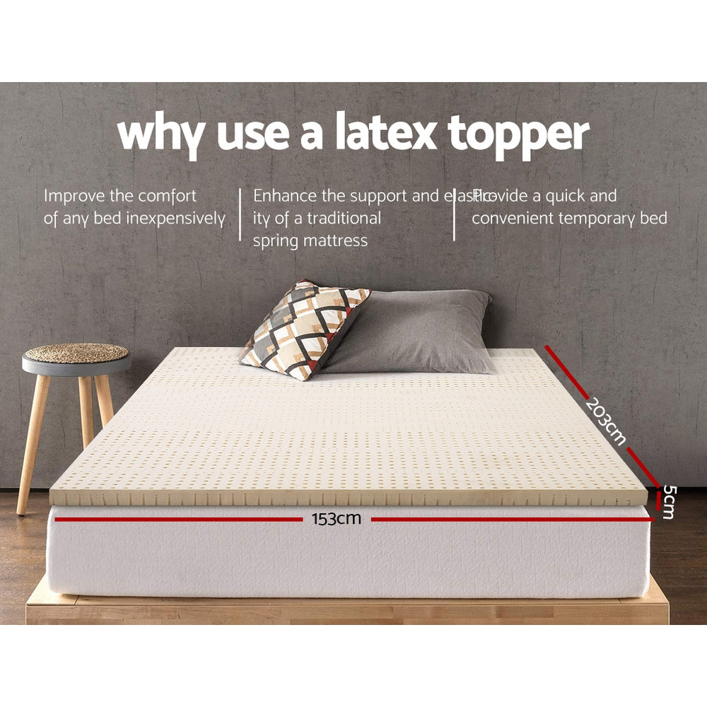 Mattress Toppers: Giselle Bedding Latex Mattress Topper 5cm Queen