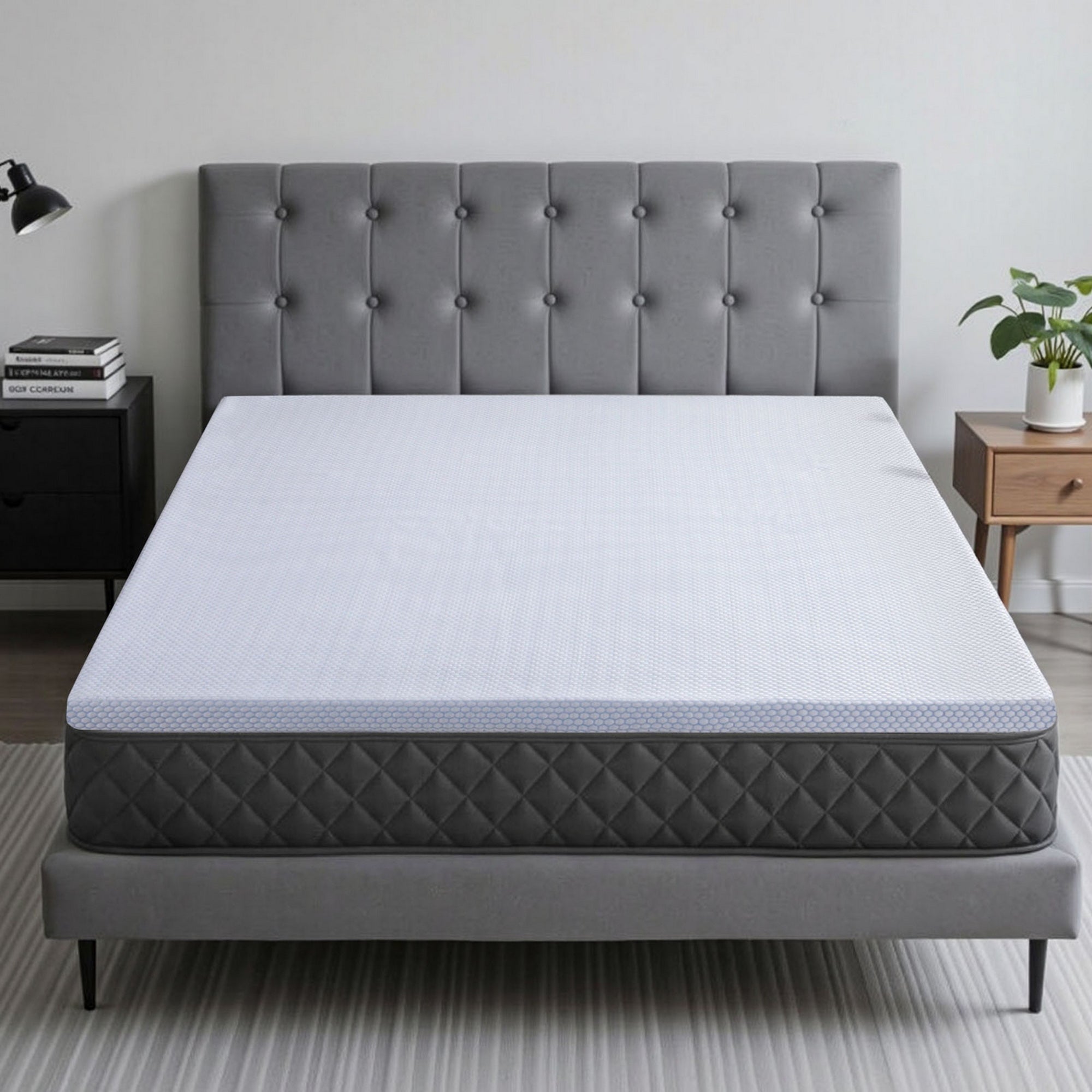 Giselle Bedding Natural Latex Mattress Topper, 7-Zone Pressure Relief Bed Pad for Back Pain, Ice Silk Cooling Cover for Hot Sleepers, 5cm Firm Support, Queen