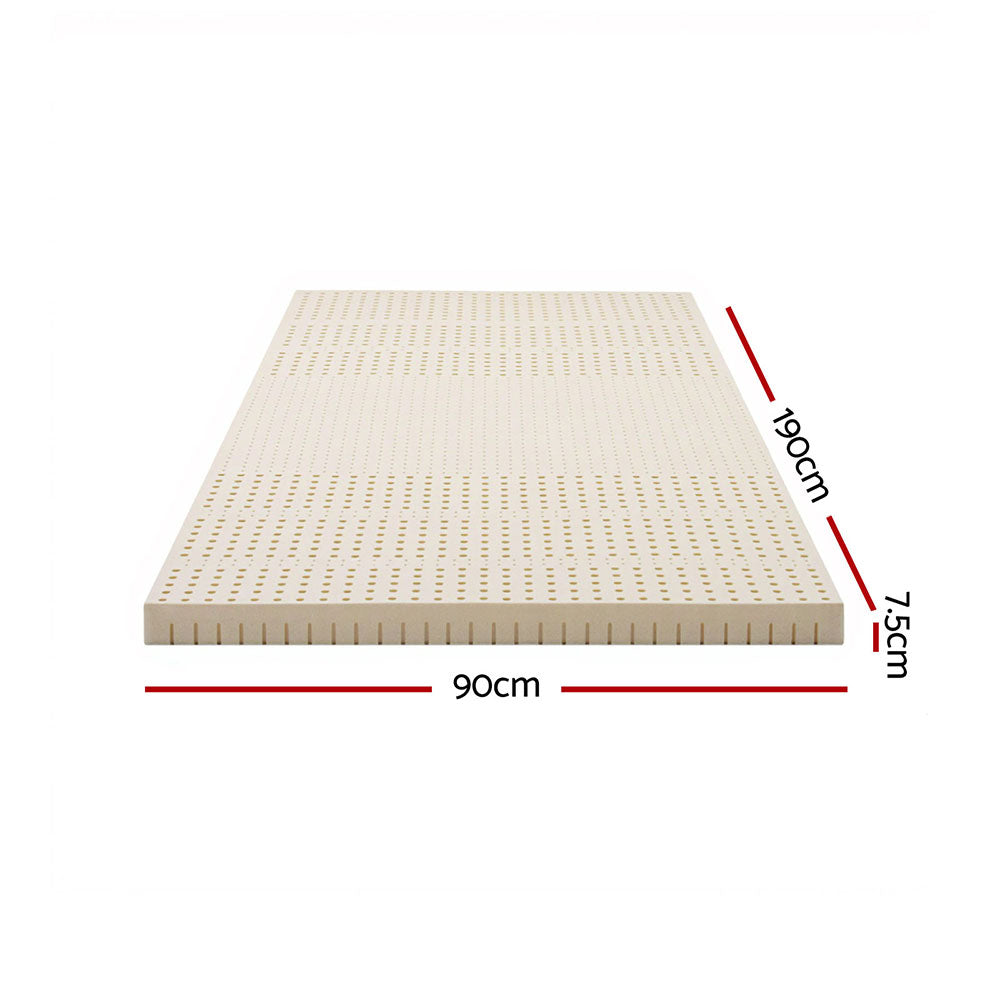 Giselle Bedding Latex Mattress Topper, 7.5cm Thick 7-Zone Pressure Relief Bed Pad with Washable Cover, Cooling Breathable Mat for Side Sleepers & Back Pain, Beige Single