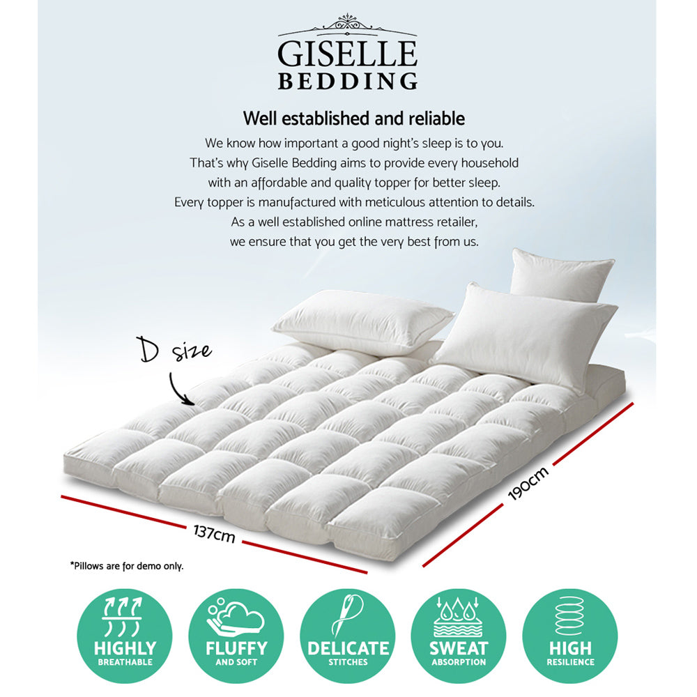 Mattress Toppers: Giselle Bedding Mattress Topper Pillowtop Protector Pad Double