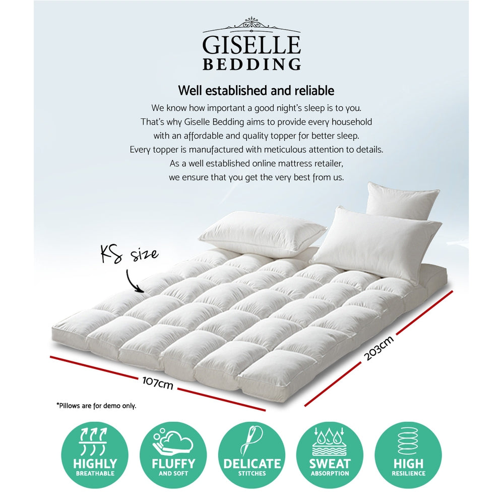 Mattress Toppers: Giselle Bedding Mattress Topper Pillowtop Protector Pad King Single