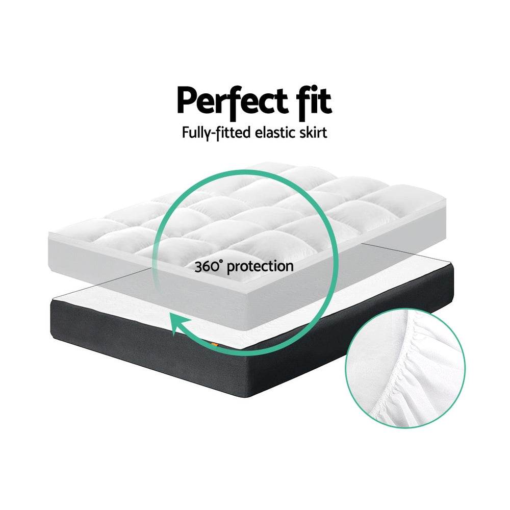 Mattress Toppers: Giselle Queen Mattress Topper Pillowtop 1000GSM Microfibre Filling Protector