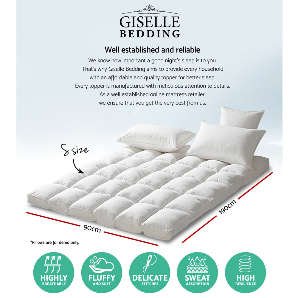 Mattress Toppers: Giselle Bedding Mattress Topper Pillowtop Protector Pad Single