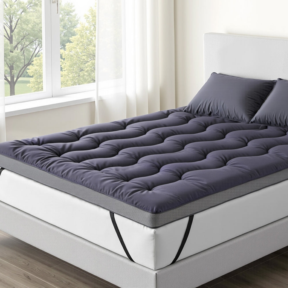 Mattress Toppers: Giselle 5cm Mattress Topper Pillowtop toppers Bamboo Charcoal Double