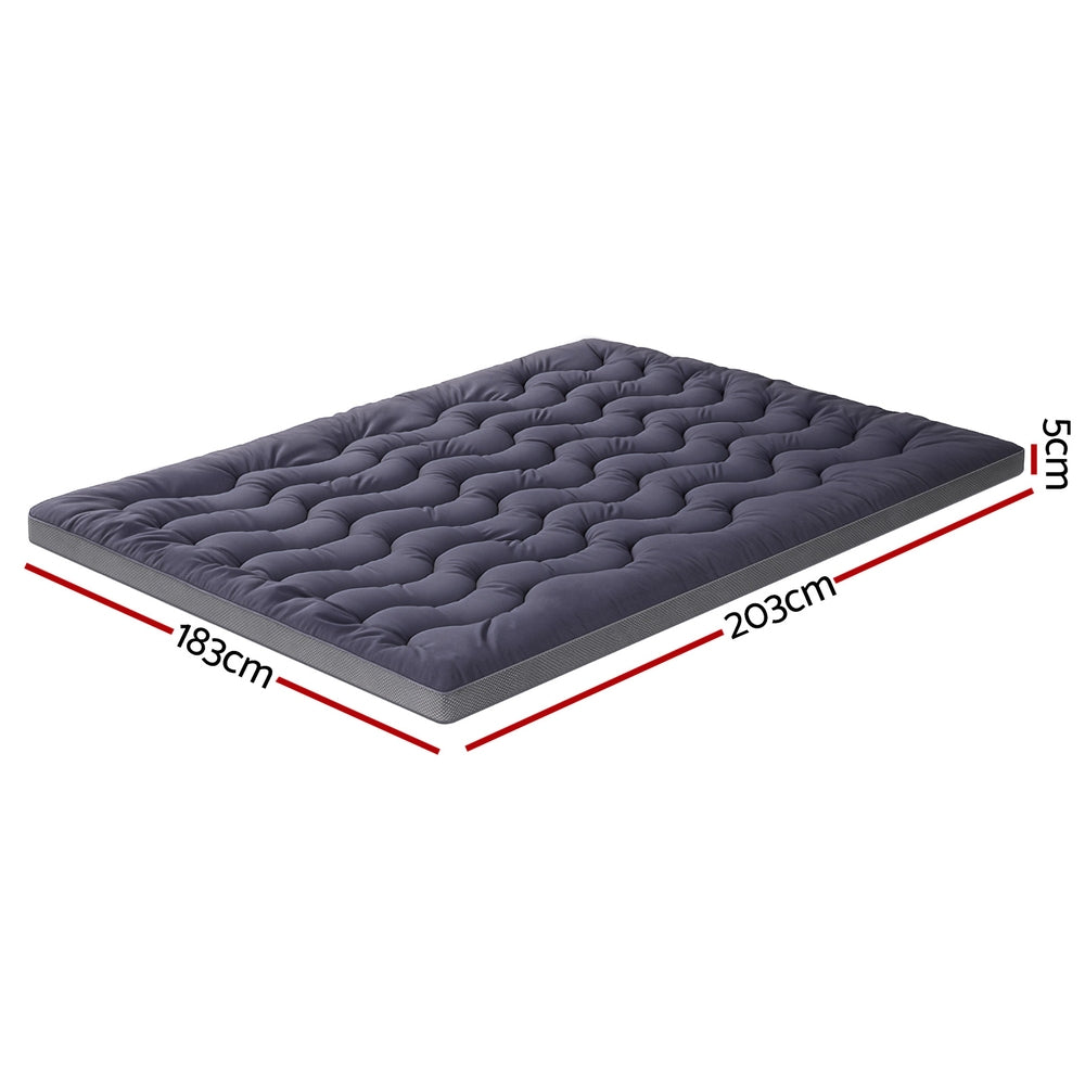 Mattress Toppers: Giselle 5cm Mattress Topper Pillowtop toppers Bamboo Charcoal King