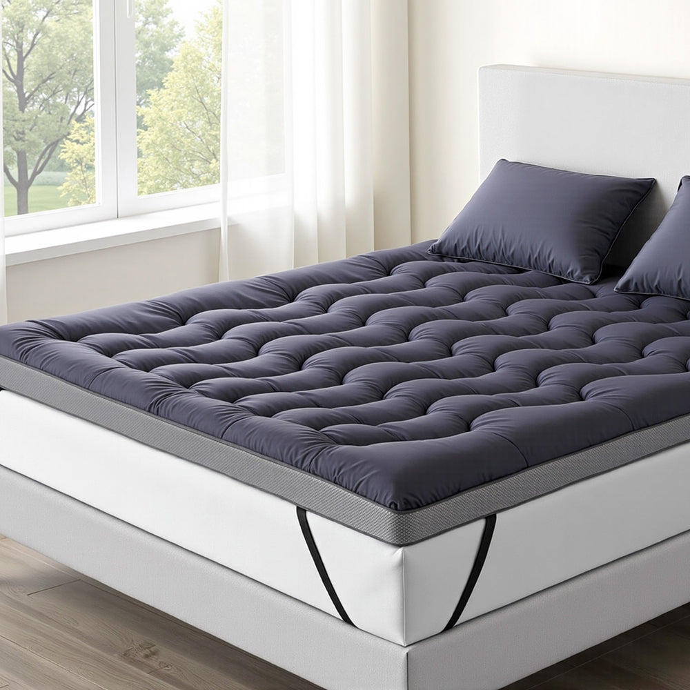 Mattress Toppers: Giselle 5cm Mattress Topper Pillowtop toppers Bamboo Charcoal King