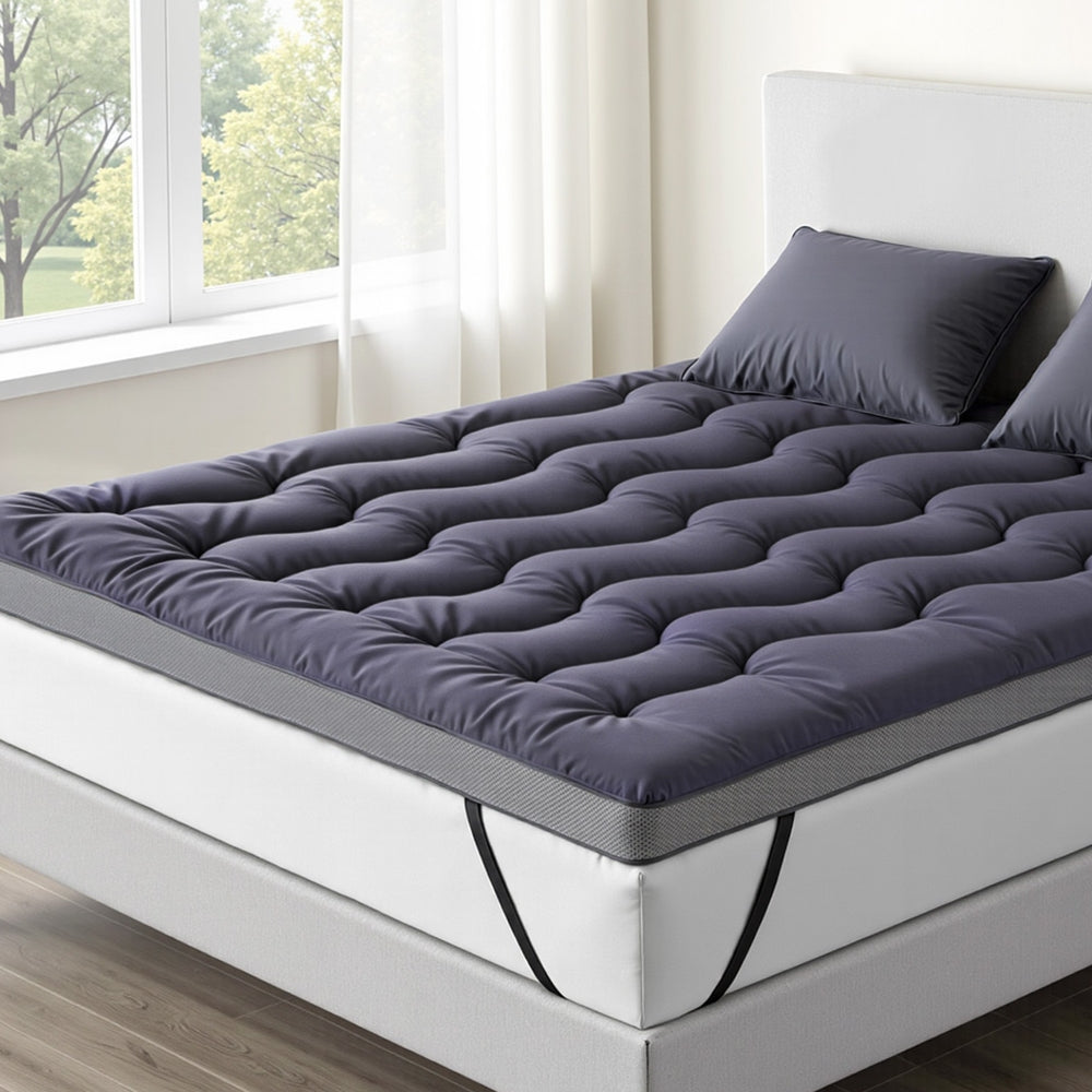 Mattress Toppers: Giselle 5cm Mattress Topper Pillowtop toppers Bamboo Charcoal Queen