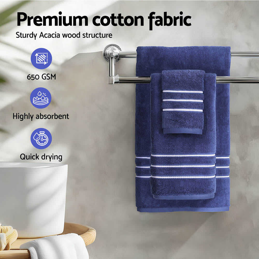 Bath Towels & Robes: 6 Pack Bath Towels Set Cotton Towel Navy