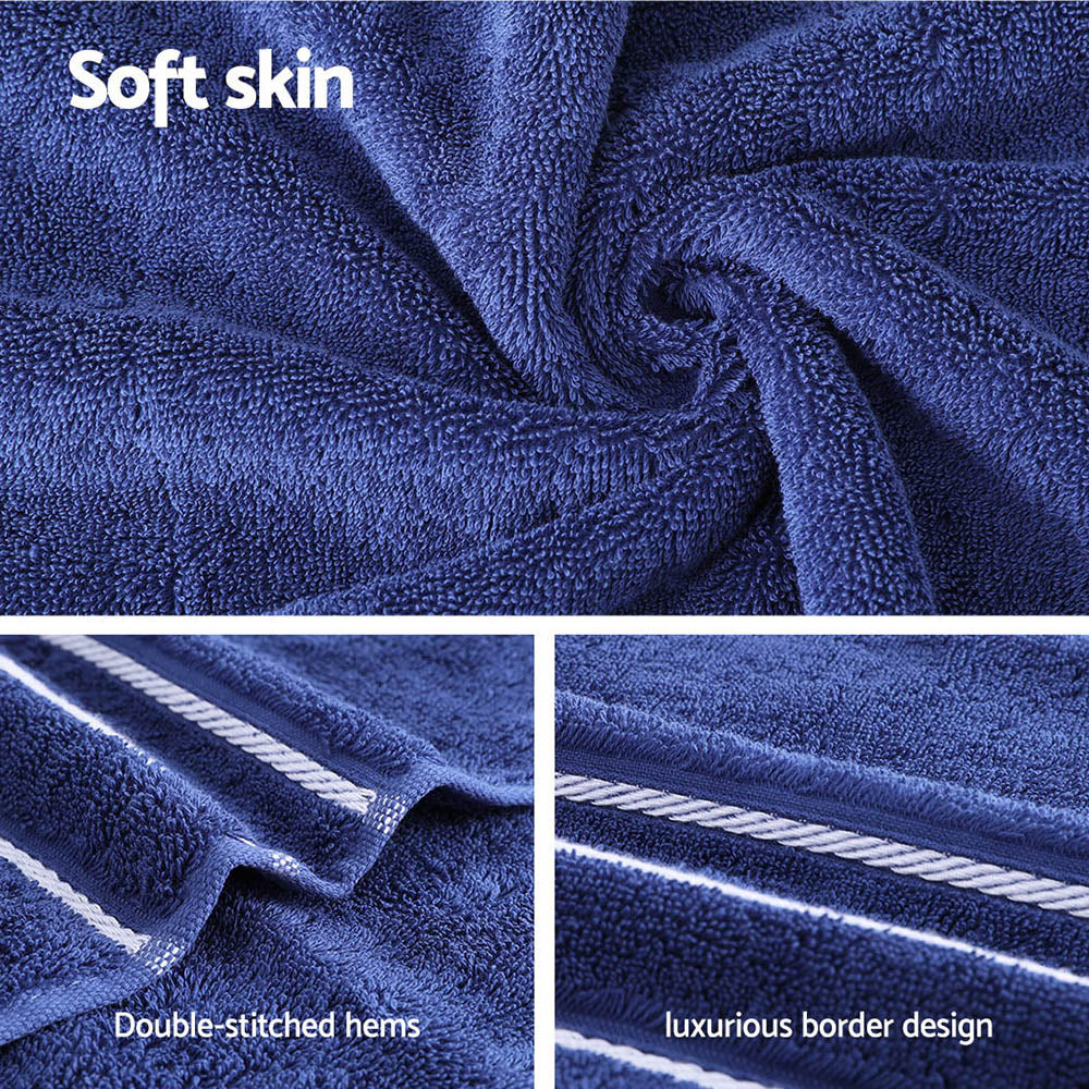Bath Towels & Robes: 6 Pack Bath Towels Set Cotton Towel Navy