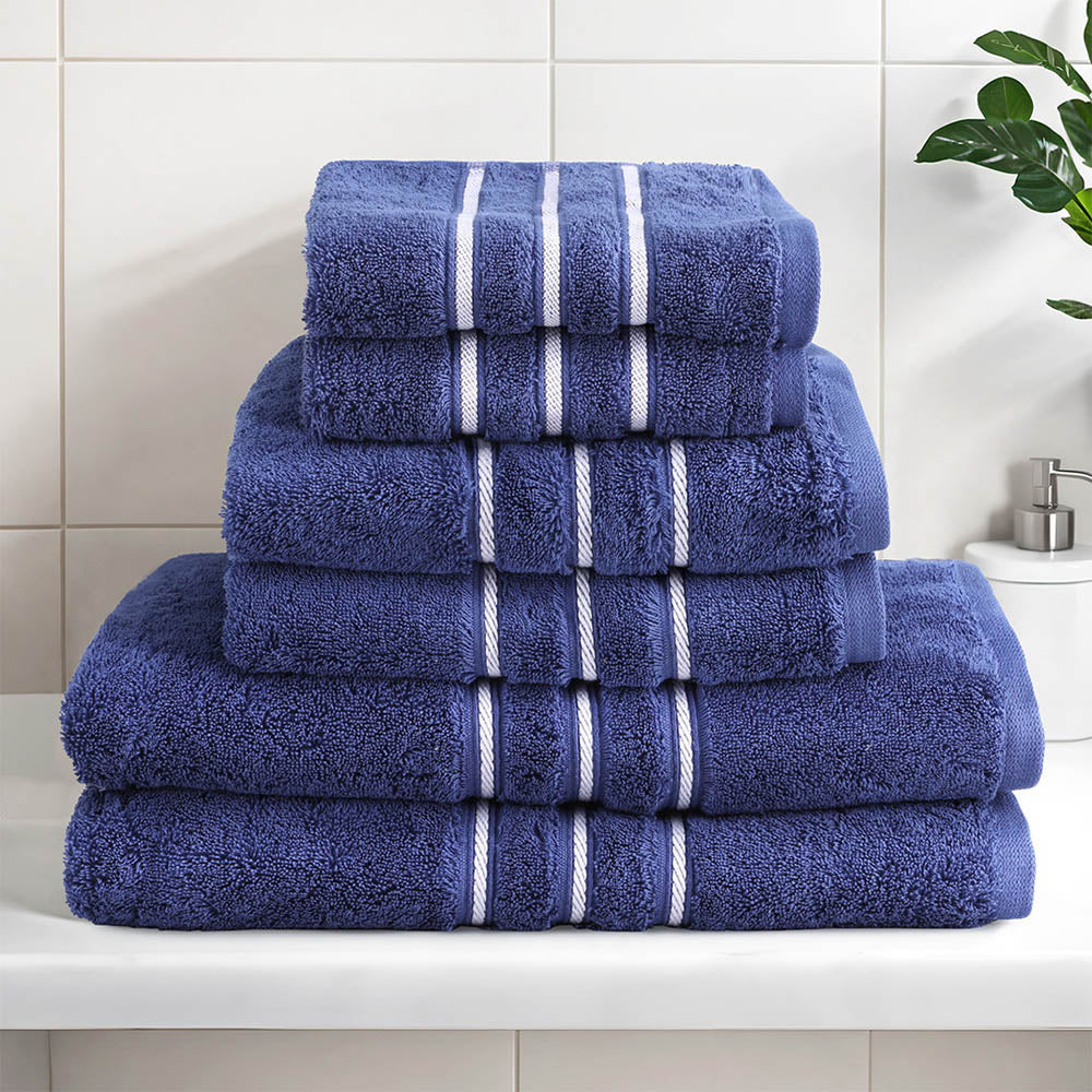 Bath Towels & Robes: 6 Pack Bath Towels Set Cotton Towel Navy