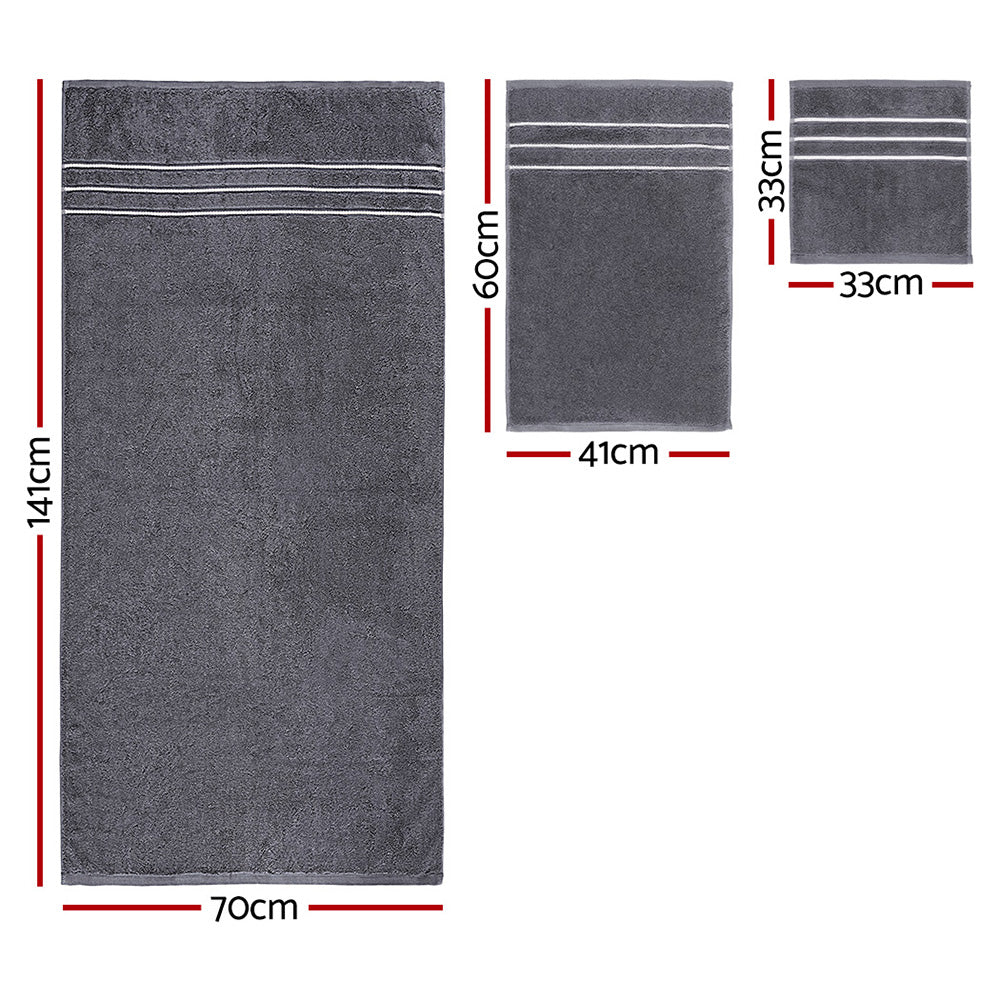 Bath Towels & Robes: 6 Pack Bath Towels Set Cotton Towel Grey