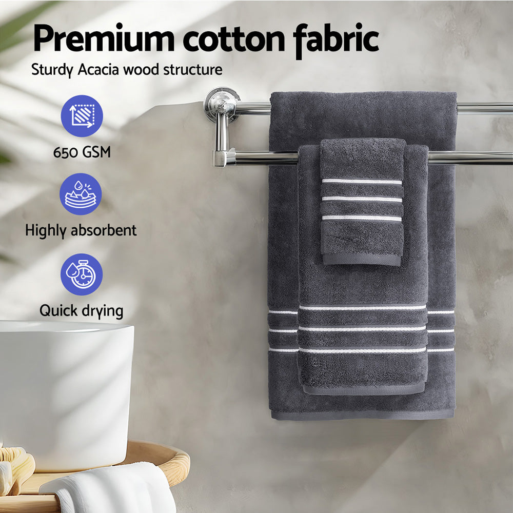 Bath Towels & Robes: 6 Pack Bath Towels Set Cotton Towel Grey